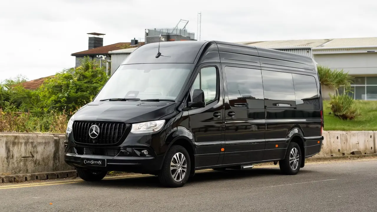 Black Mercedes-Benz Sprinter prepared for private group transportation